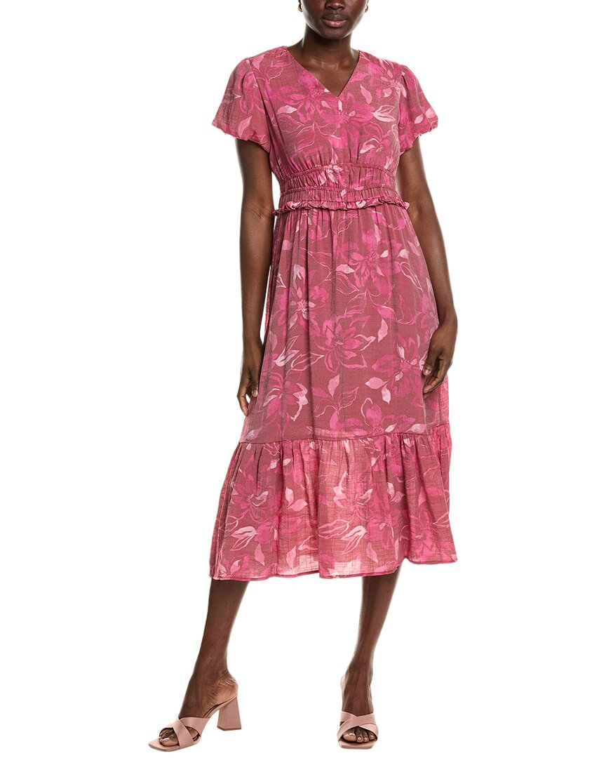 Nanette Nanette Lepore womens Bubble Sleeve Midi Dress, 10, Pink